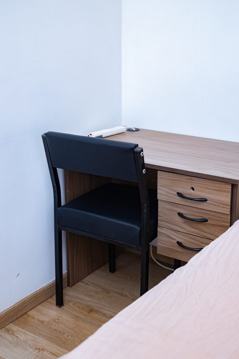 Small desk and chair in the bedroom corner next to the bed, The Bloom, Tatu City
