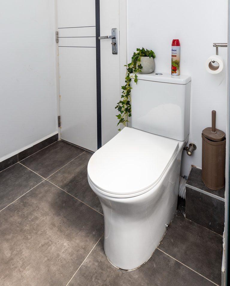 Toilet with a small plant and tiled floor, The Deco, Tatu City