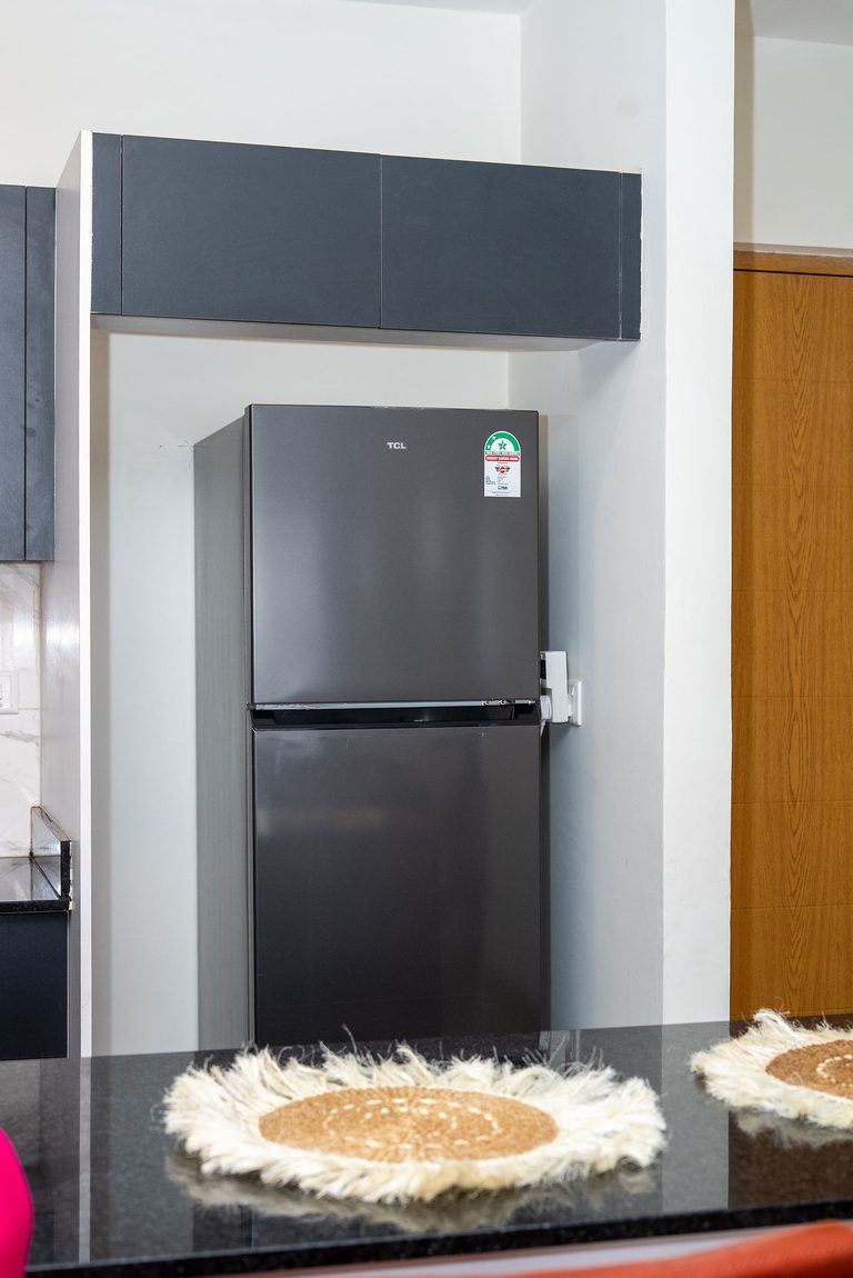 refrigerator built into the kitchen cabinetry, The Emerald, Garden City